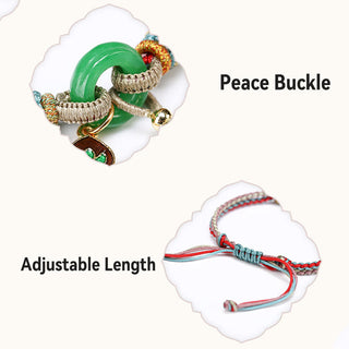 Buddha Gift Colorful Rope Chalcedony Lotus Jade Peace Buckle Harmony Gourd Charm Bracelet