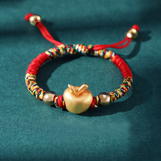 Buddha Gift 999 Sterling Silver Apple Red Multicolored Rope Luck Protection Handcrafted Kids Bracelet
