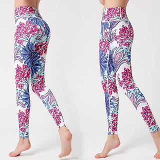 Buddha Gift Colorful Flower Petal Leaves Print Sports Exercise Fitness High Waist Leggings Women's Yoga Pants