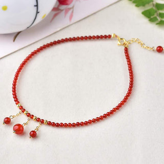 Buddha Gift Red Agate Confidence Calm Anklet