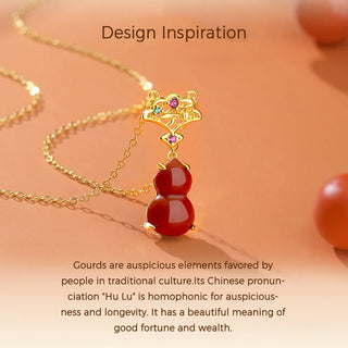 Buddha Gift 925 Sterling Silver Red Agate Gourd Auspicious Clouds Confidence Bracelet Necklace Pendant Earrings Set