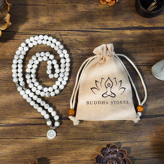 Buddha Gift White Turquoise Lotus Mala Healing Bracelet