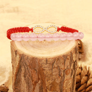 Buddha Gift Tibetan Handmade Lotus Pink Crystal Soothing Red String Bracelet (Extra 30% Off | USE CODE: FS30)