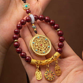 Buddha Gift Natural Cinnabar Wish Ruyi Peace Blessing Car Hanging Decoration