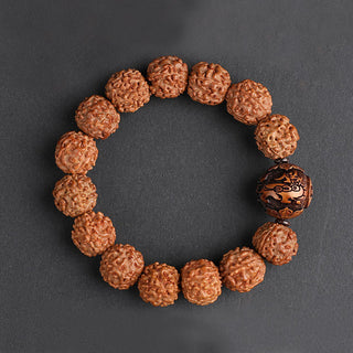 Buddha Gift Tibet Rudraksha Bodhi Seed PiXiu Copper Coin Wealth Luck Bracelet