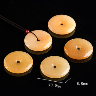 Buddha Gift Round Golden Silk Jade Peace Buckle Wealth Pendant Necklace