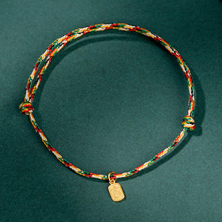 Buddha Gift Auspicious Fu Character Peace And Joy Luck Handmade Multicolored Child Adult Bracelet