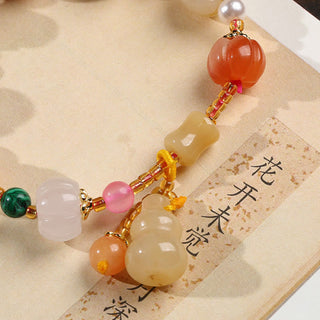 Buddha Gift Natural Golden Silk Jade Crystals Gourd Pixiu Pumpkin Beads Wealth Charm Bracelet