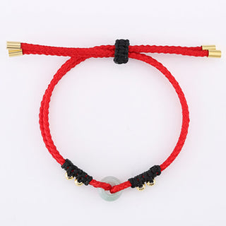 Buddha Gift Round Peace Buckle Jade Abundance Wealth String Bracelet