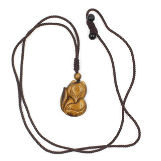 Buddha Gift Natural Black Obsidian Tiger Eye Ice Obsidian Fox Pendant Amulet Necklace
