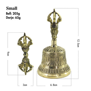 Buddha Gift Tibetan Meditation Bell and Vajra Dorje Copper Balance Handmade Decoration Set
