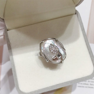 Buddha Gift Pearl Copper Plated Gold Flower Happiness Wealth Ring