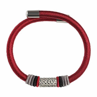 Buddha Gift 925 Sterling Silver Om Mani Padme Hum Peace Red String Bracelet