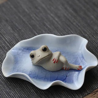 Buddha Gift Meditating Ceramic Small Frog Statue Decoration