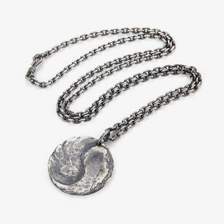 Buddha Gift 990 Sterling Silver Yin Yang Hammer Texture Harmony Necklace Pendant