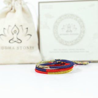 Buddha Gift Tibet Handmade Multicolor King Kong Knot Faith Protection Braided Two-Color String Bracelet