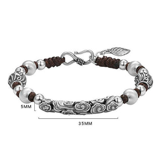 Buddha Gift Tibet Handmade Copper 999 Sterling Silver Auspicious Cloud Wealth String Bracelet