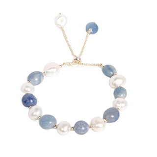 Buddha Gift Natural Blue Aventurine Crystal Pearl Bead Healing Bracelet