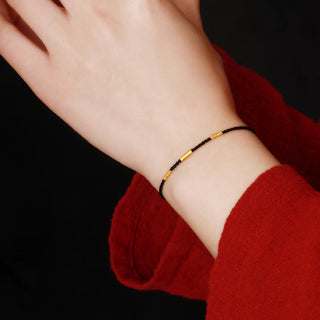 Buddha Gift 999 Gold Bead Handmade Four Thread Wishful Knots Braided Protection Bracelet