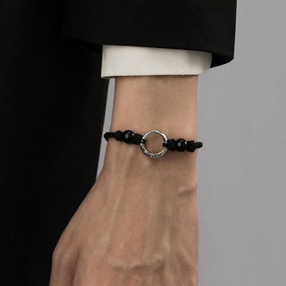 Buddha Gift 925 Sterling Silver Black Onyx Peace Buckle Protection Bracelet