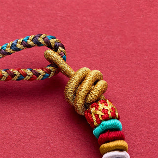 Buddha Gift Year of the Dragon Koi Fish Mahjong Dice Peach Blossoms Copper Coin Luck Braided Bracelet