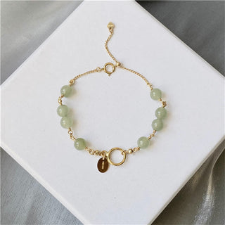Buddha Gift Unique Natural Hetian Jade 14K Gold filled Luck Beaded Bracelet