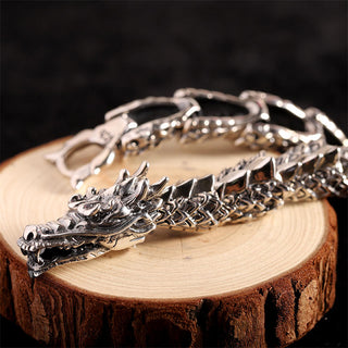 Buddha Gift 925 Sterling Silver Dragon Luck Success Bracelet Bangle