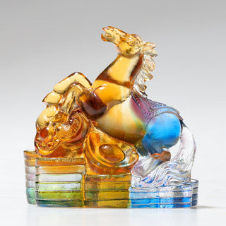Buddha Gift Year of the Dragon Handmade 12 Chinese Zodiac Liuli Crystal Art Piece Protection Home Office Decoration