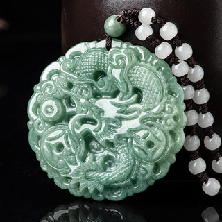 Buddha Gift Chinese Zodiac Dragon Jade Fortune Necklace String Pendant