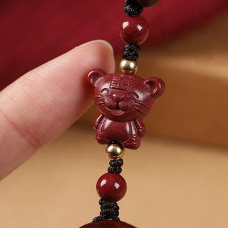 Buddha Gift Small Leaf Red Sandalwood Buddha Cinnabar Chinese Zodiac Amulet Protection Key Chain