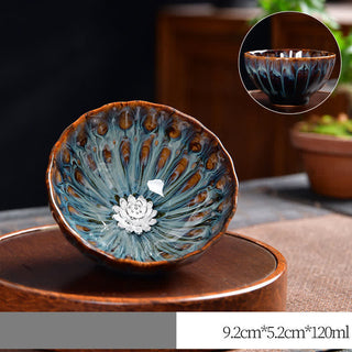 Buddha Gift Lotus Peacock Dragon Phoenix Koi Fish Ceramic Teacup Inlaid Tea Cups 120ml