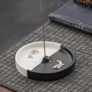 Buddha Gift Koi Fish Pattern Spiritual Healing Ceramic Incense Stick Burner Decoration