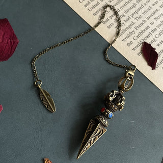 Buddha Gift Pentagram Eye of God Feather Hamsa Copper Healing Necklace Pendant Pendulum