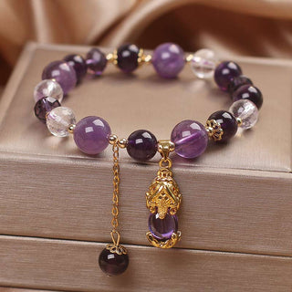 Buddha Gift  Natural Amethyst PiXiu Healing Bracelet
