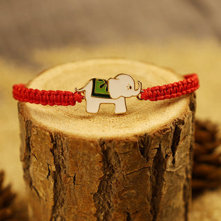 Buddha Gift Tibetan Handmade 925 Sterling Silver Lucky Elephant Red String Bracelet