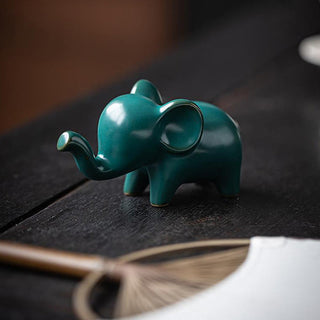 Buddha Gift Small Ceramic Elephant Home Tea Pet Figurine Desk Decoration