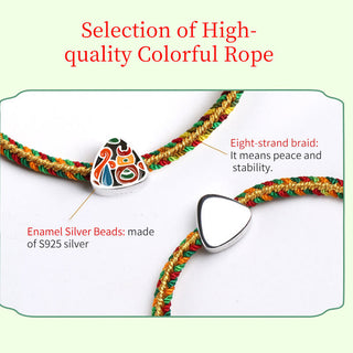 Buddha Gift 925 Sterling Silver Dragon Boat Festival Fu Character Zongzi Pattern Luck Handmade Multicolored Child Adult Bracelet