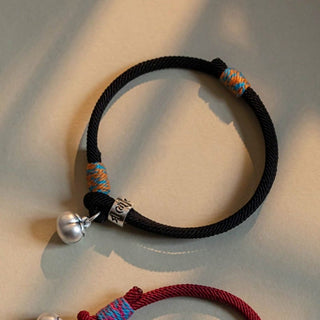 Buddha Gift 925 Sterling Silver Tibetan Handmade Om Mani Padme Hum Persimmon Charm Luck Protection Braided Bracelet
