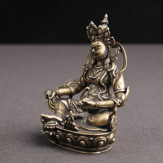 Buddha Gift Yellow Jambhala Bodhisattva Figurine Serenity Copper Statue Decoration