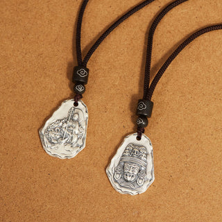 Buddha Gift 999 Sterling Silver Ksitigarbha Buddha Zakiram Goddess Necklace Pendant