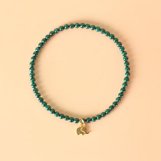 Buddha Gift Natural Malachite Elephant Anti-Anxiety Charm Bracelet