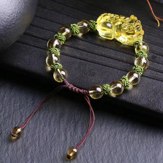 Buddha Gift Natural Citrine Pixiu Wealth Protection Bracelet