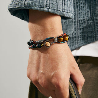 Buddha Gift 925 Sterling Silver Tiger's Eye Bodhi Seed Handmade Courage Bracelet