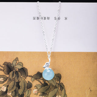 Buddha Gift 925 Sterling Silver Natural Aquamarine Leaf Flower Peace Earrings Necklace