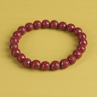 Buddha Gift Natural Double PiXiu Cinnabar Om Mani Padme Hum Wealth Luck Bead Bracelet