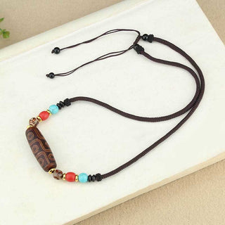 Buddha Gift Tibetan Nine-Eye Dzi Bead Three-eyed Dzi Bead Protection String Necklaces Pendant
