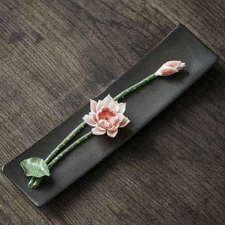 Buddha Gift Lotus Peony Rose Flower Ceramic Spiritual Incense Burner