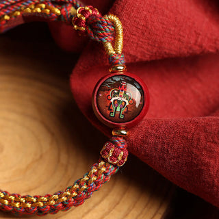 Buddha Gift Colorful Rope Cinnabar Thangka Blessing Braided Bracelet