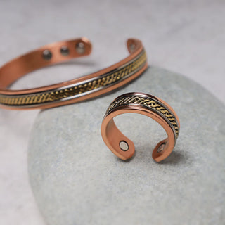 Buddha Gift Magnetic Copper Balance Adjustable Cuff Bracelet Bangle Ring
