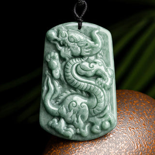 Buddha Gift Year of the Dragon Chinese Zodiac Dragon Jade Success Amulet Necklace Pendant